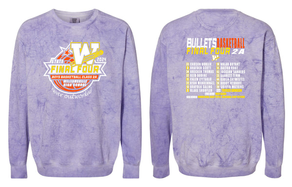 2024 Williamsville Bullets Basketball FINAL FOUR Colorblast Crewneck Sweatshirt (P.1545)