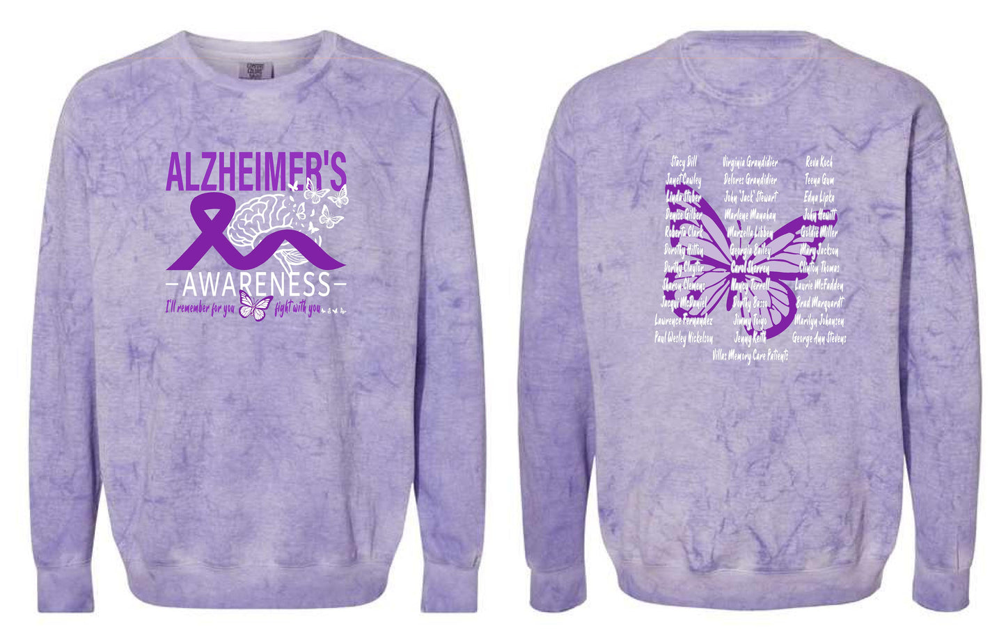Alzheimer's Disease Awareness Tribute Comfort Colors - Colorblast™ Crewneck Sweatshirt (P.1545)
