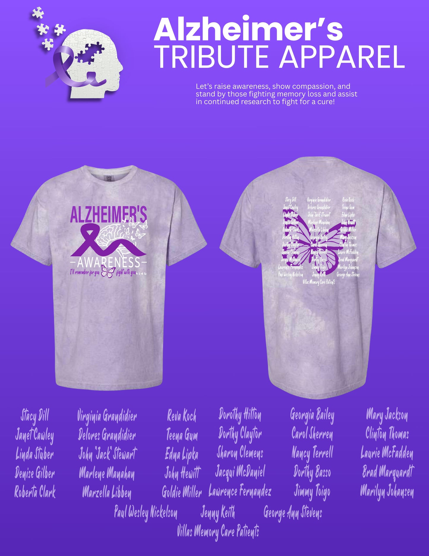 Alzheimer's Disease Awareness Tribute Comfort Colors - Colorblast™ T-Shirt (P.1745)