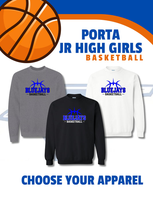 Porta Bluejays Jr. High Girls Basketball Unisex Crewneck Sweatshirt (P.18000/18000B)
