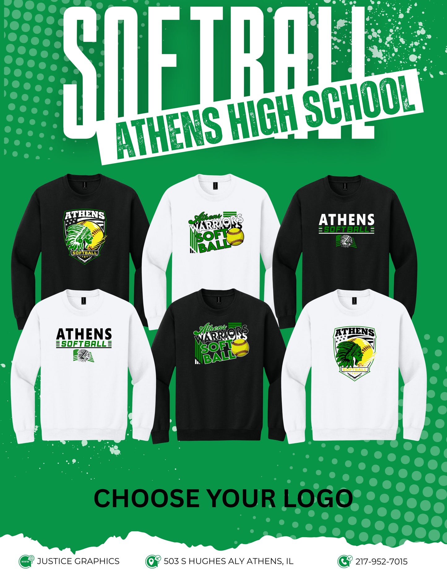 Athens High School Softball Unisex Crew Sweatshirt (P.18000)