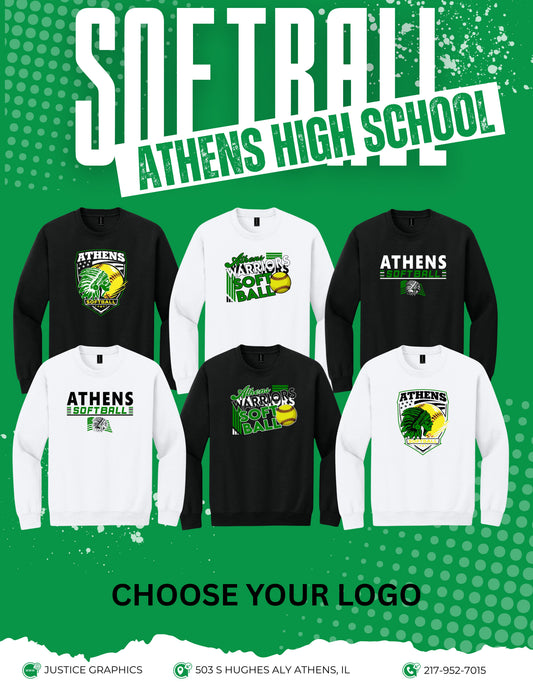 Athens High School Softball Unisex Crew Sweatshirt (P.18000)