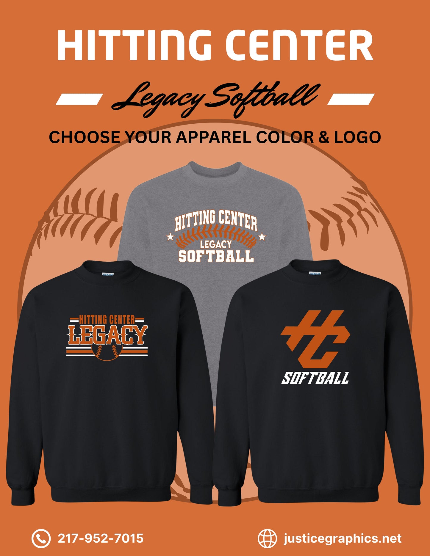 Hitting Center Legacy Softball Unisex Crew Sweatshirt (P.18000)
