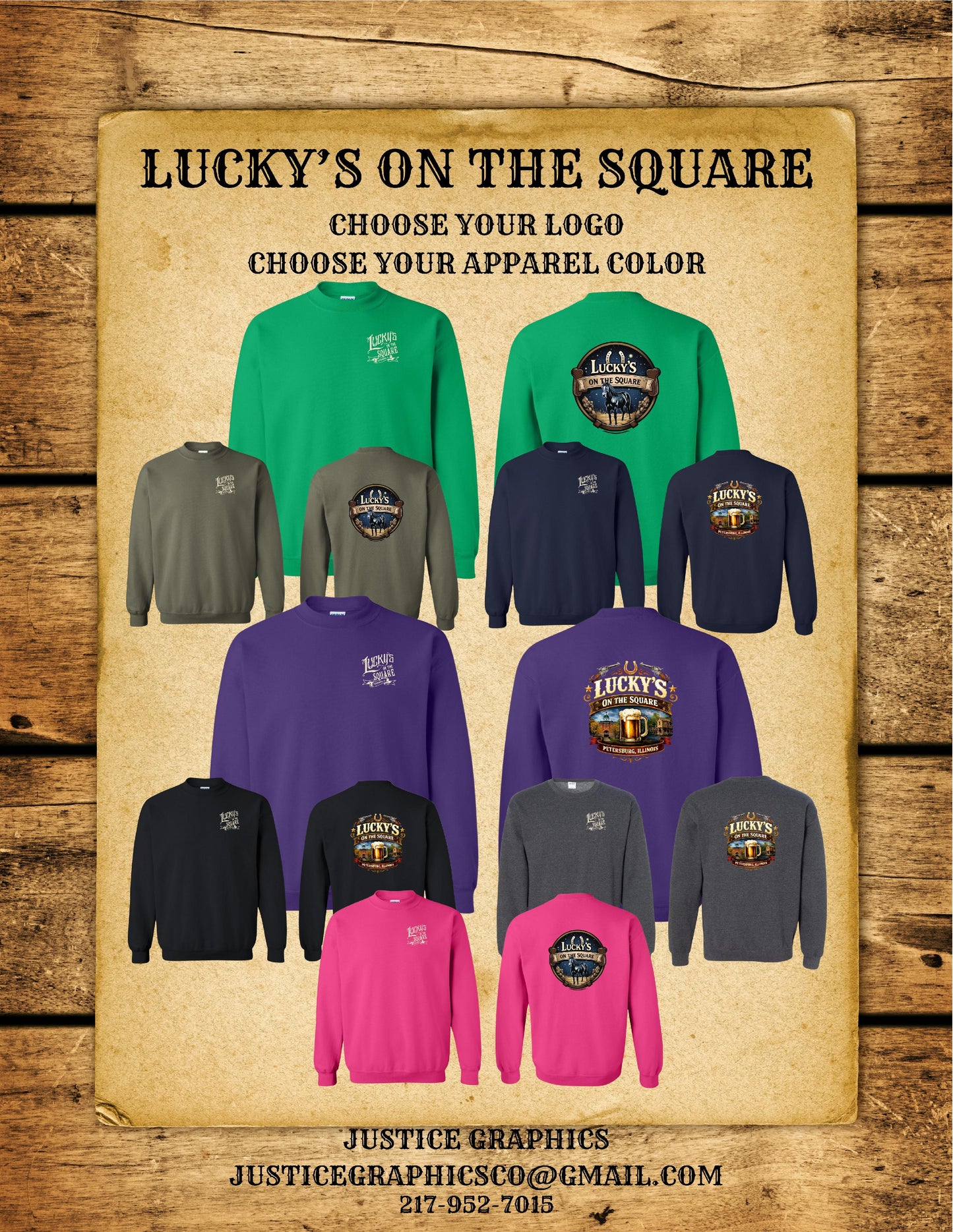 LUCKY'S ON THE SQUARE Unisex Crew Sweatshirt (P.18000)