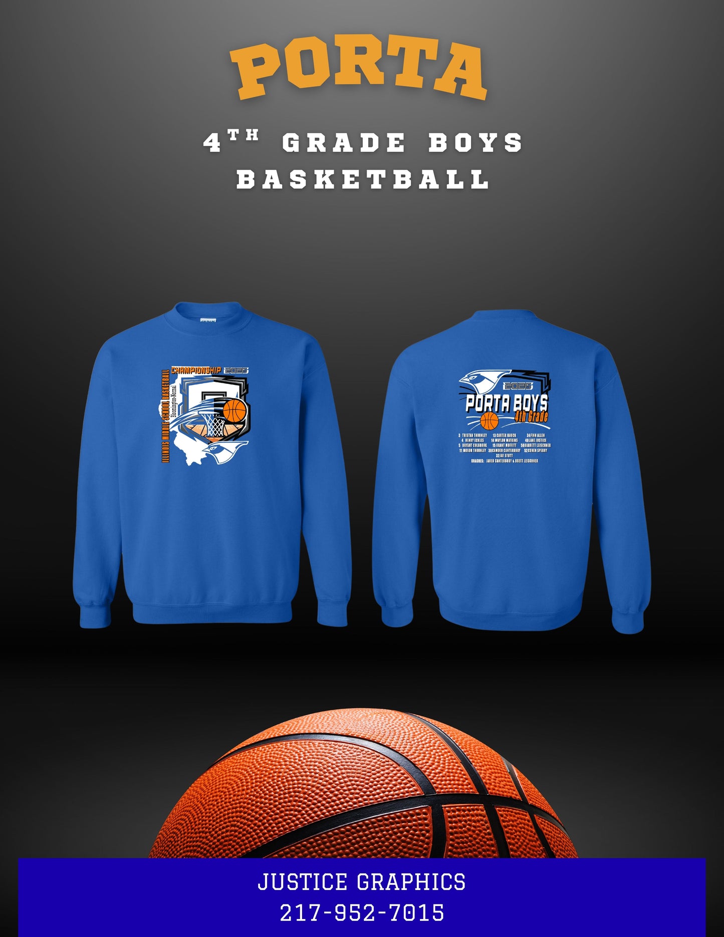 PORTA 4th Grade Boys Basketball Unisex Crewneck Sweatshirt (P.18000/18000B)