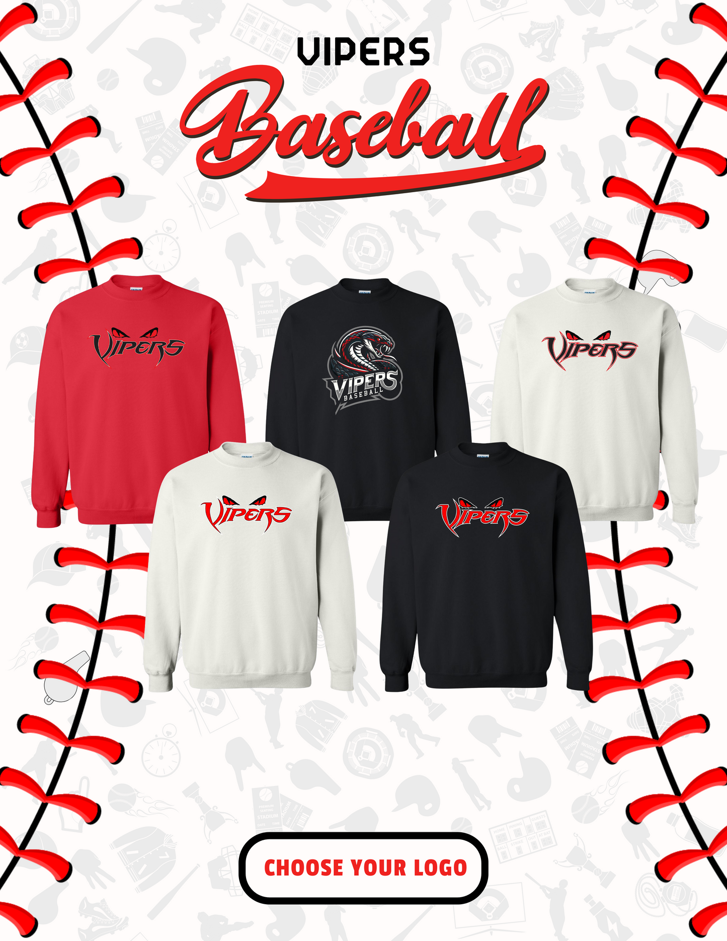 VIPERS BASEBALL UNISEX CREWNECK (P.18000/18000B)