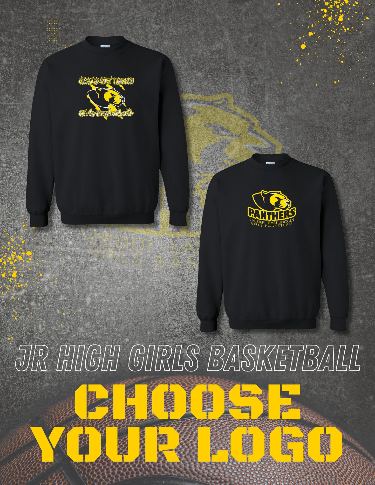 Chester-East Lincoln Jr. High Girls Basketball  Crew Sweatshirt (P.18000/18000B)
