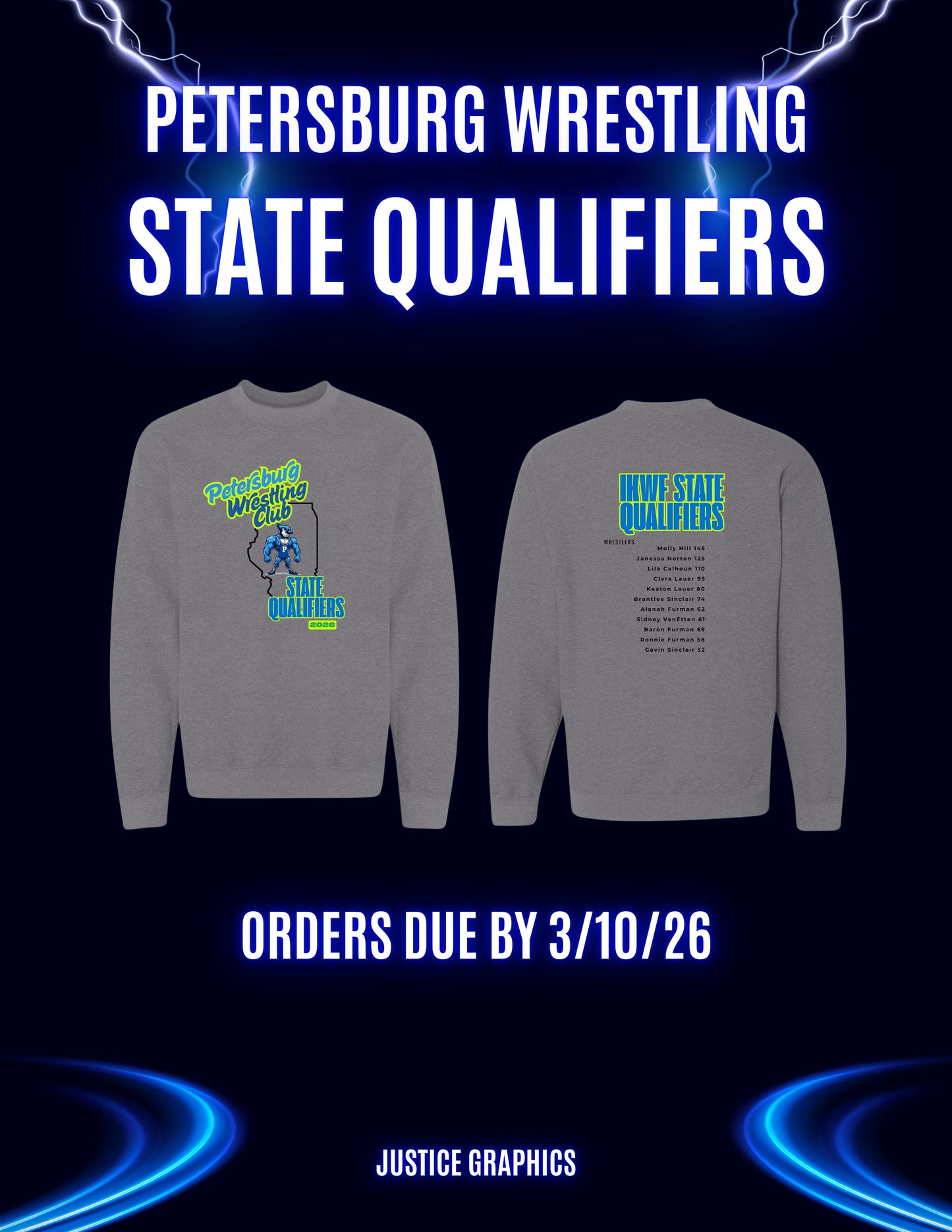 Petersburg Wrestling Club State Qualifiers Unisex Crewneck Sweatshirt (P.18000/18000B)