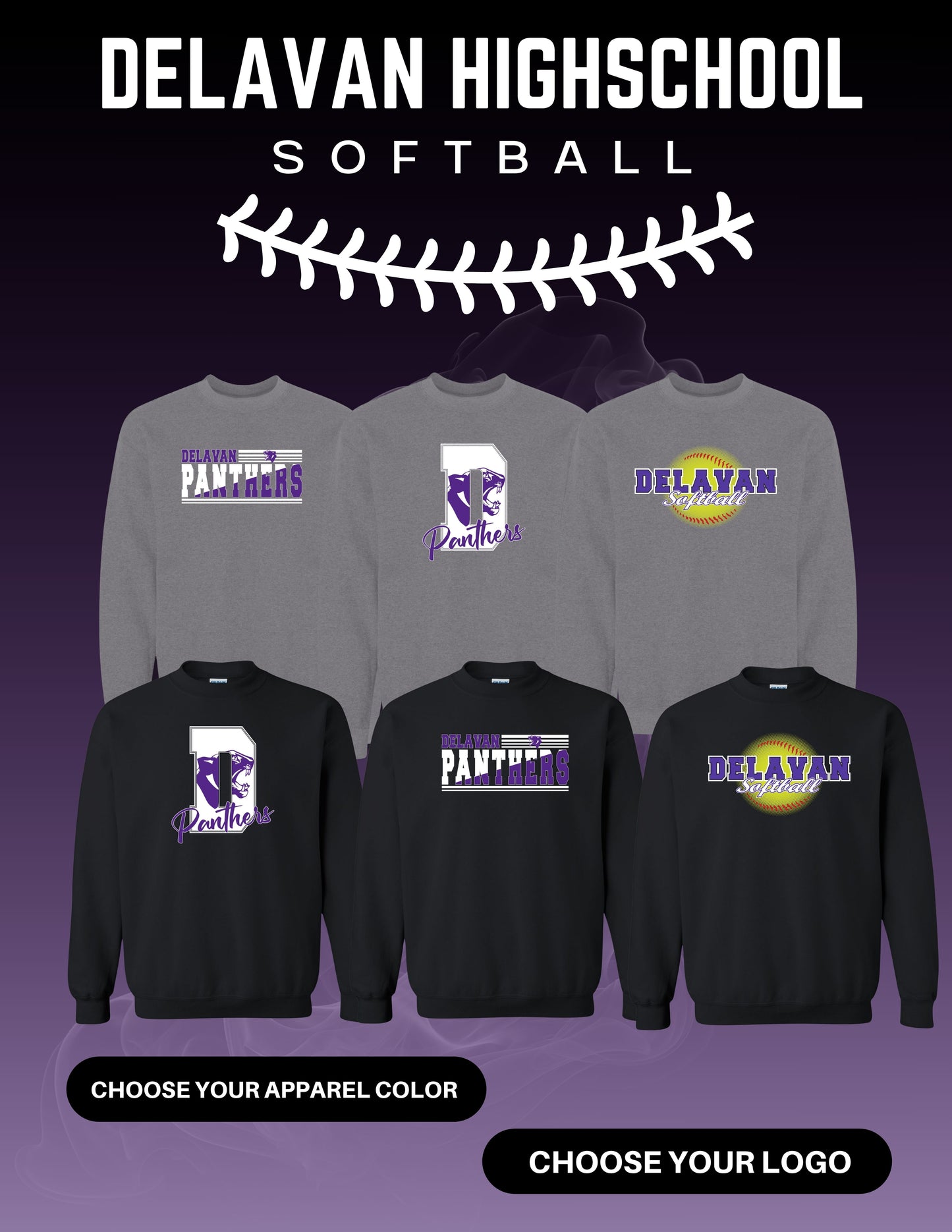Delavan High School Softball Unisex Crewneck Sweatshirt (P.18000/18000B)