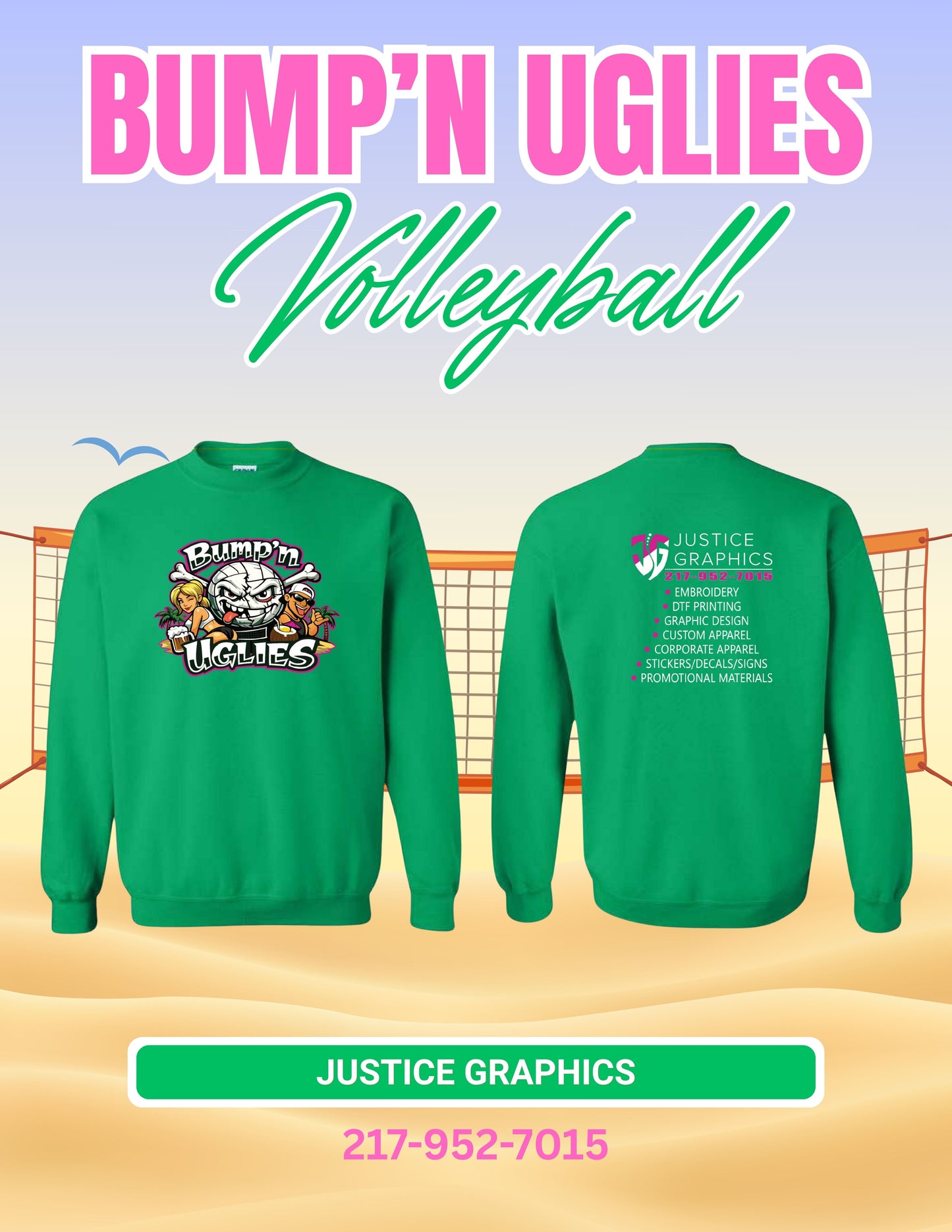 Bump'n Uglies Volleyball Unisex Crewneck Sweatshirt (P.18000)