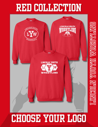 Lincoln Youth Wrestling RED COLLECTION Unisex Crew Sweatshirt (P.18000/18000B)