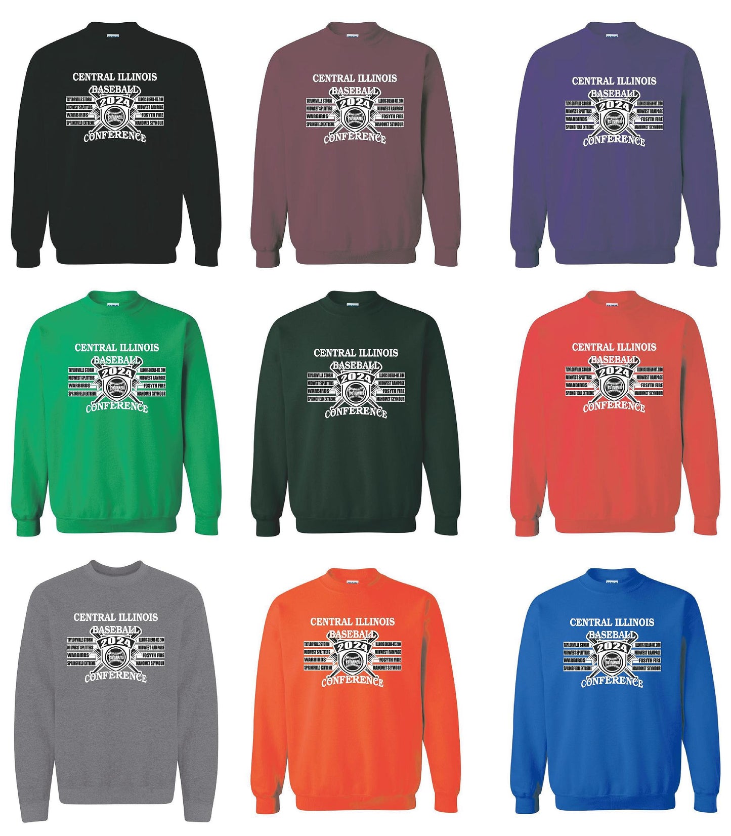 CENTRAL IL BASEBALL CONFERANCE TOURNAMENT CREWNECK SWEATSHIRT (P.18000)