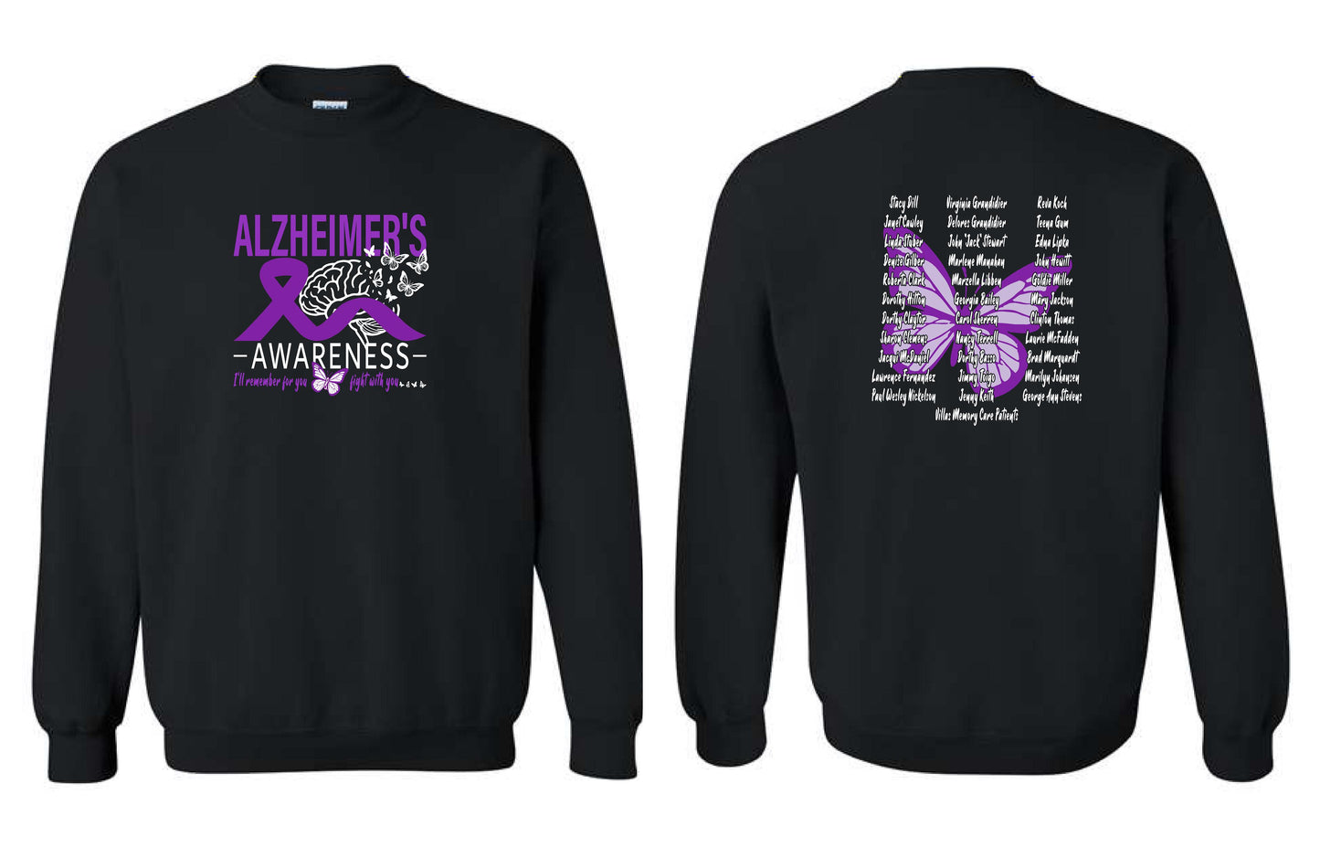Alzheimer's Disease Awareness Tribute Unisex Gildan Crewneck Sweatshirt (P.18000)