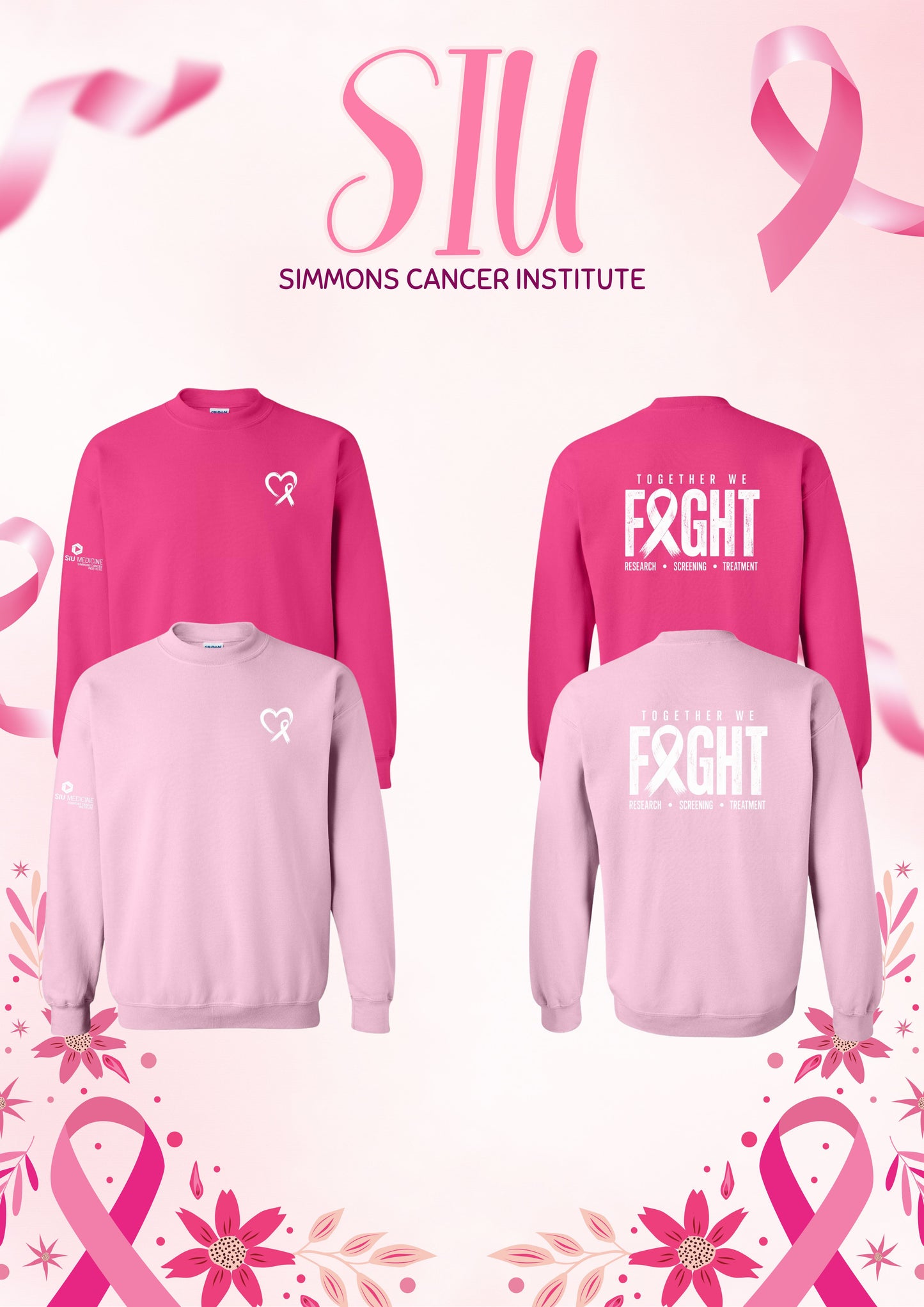 SIU Medicine Simmons Cancer Institute Breast Cancer UNISEX CREWNECK SWEATSHIRT (P.18000)