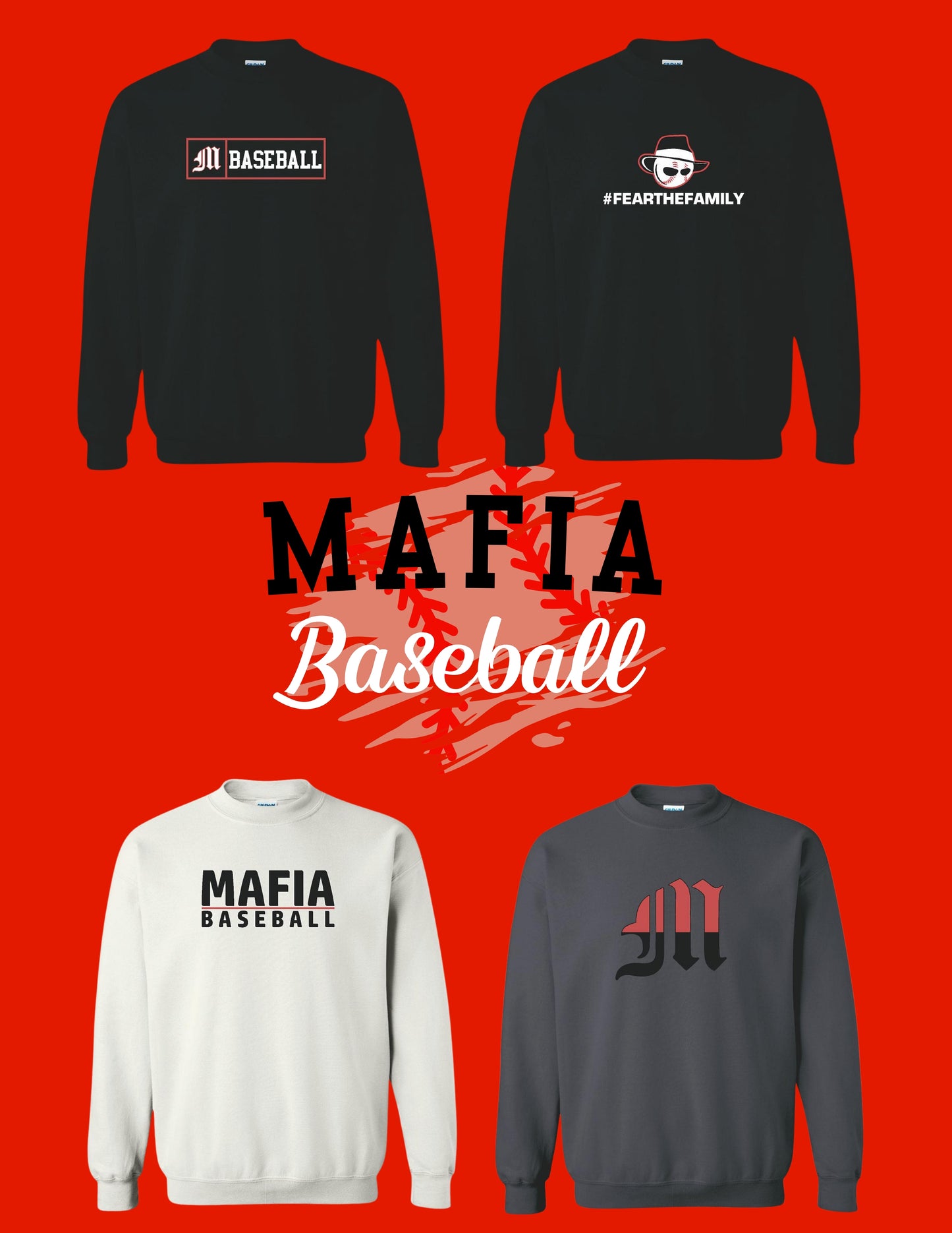 MAFIA BASEBALL YOUTH UNISEX CREW SWEATSHIRT (P.18000)