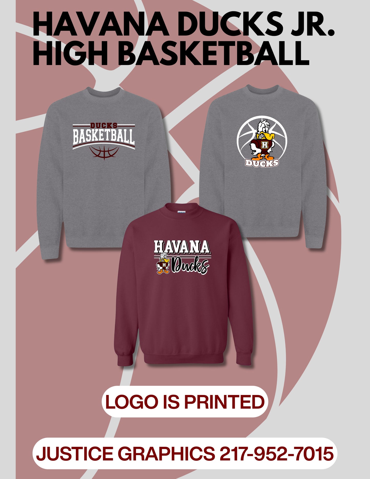 Havana Ducks Jr. High Basketball Unisex Crewneck Sweatshirt (P.18000/18000B)