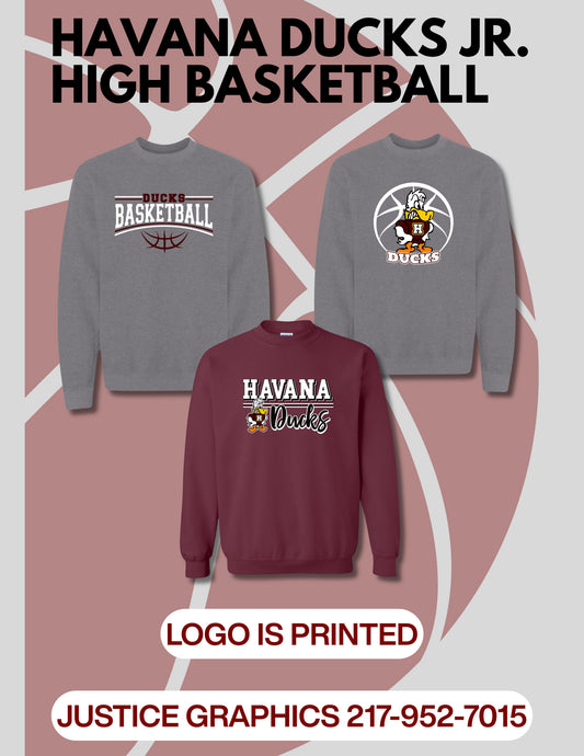 Havana Ducks Jr. High Basketball Unisex Crewneck Sweatshirt (P.18000/18000B)