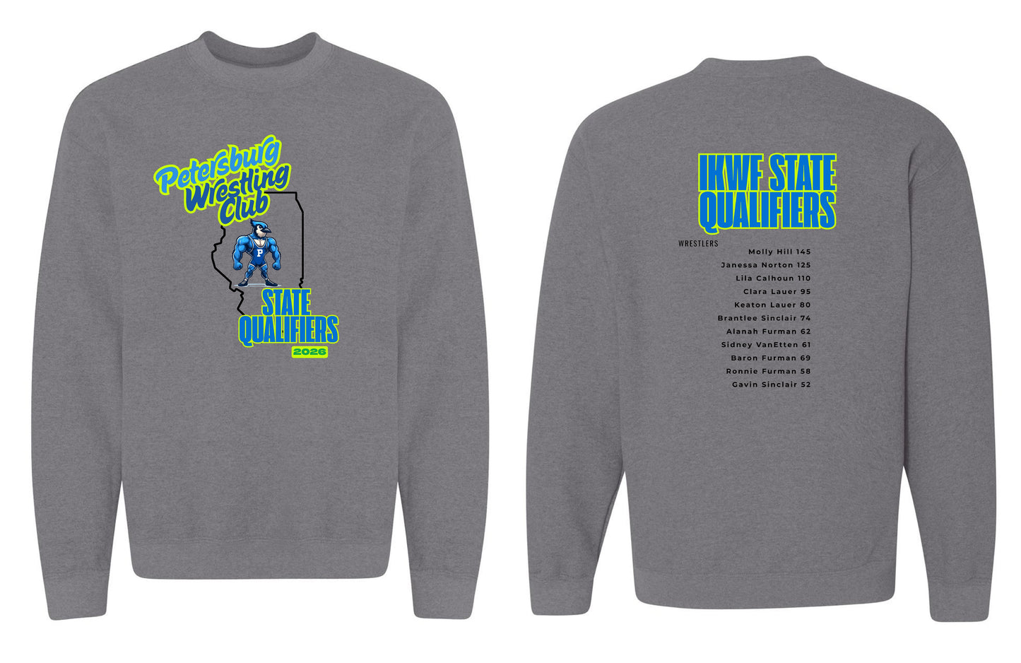Petersburg Wrestling Club State Qualifiers Unisex Crewneck Sweatshirt (P.18000/18000B)