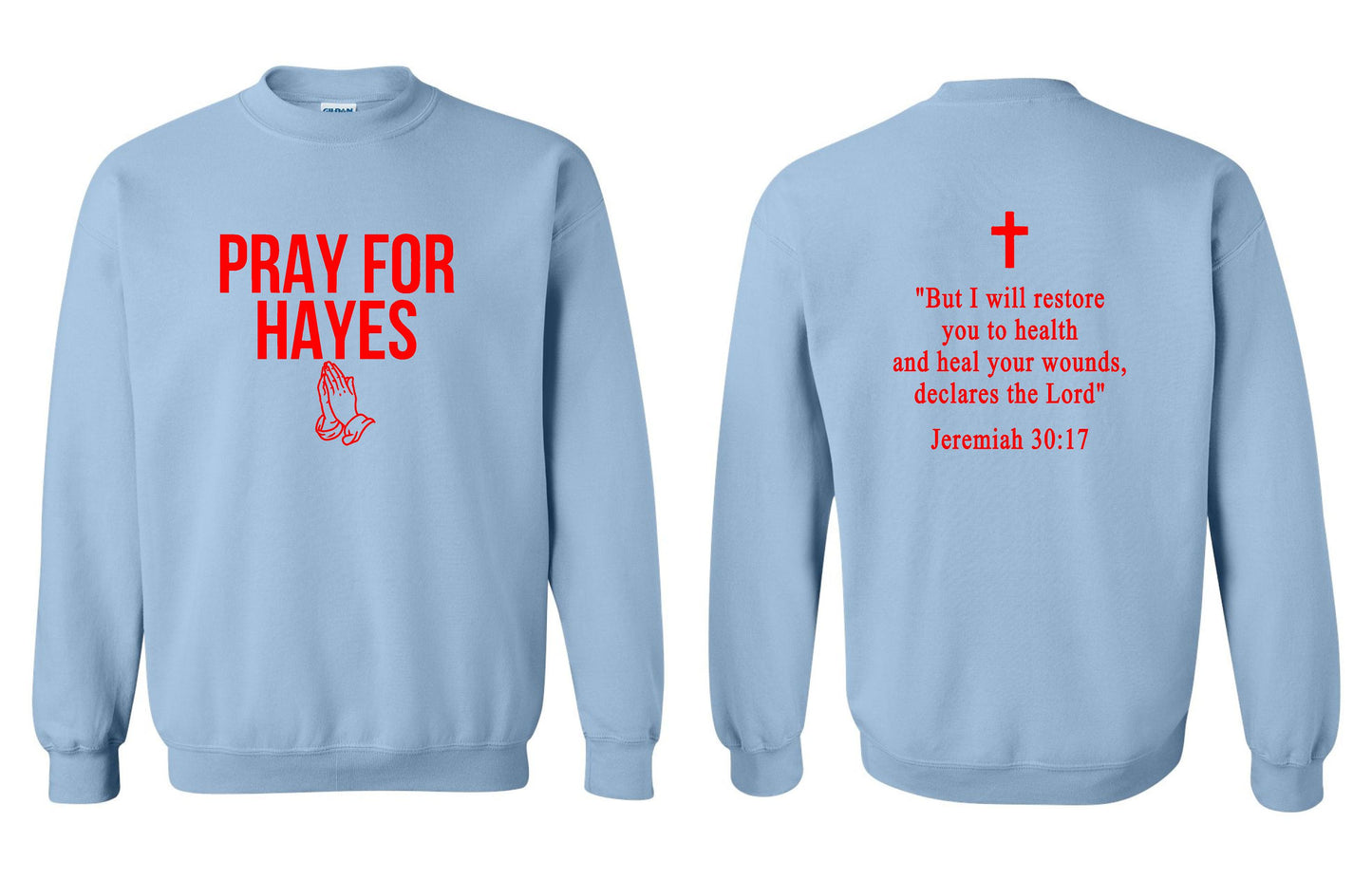 Pray For Hayes Unisex Gildan Crewneck Sweatshirt (P.18000)