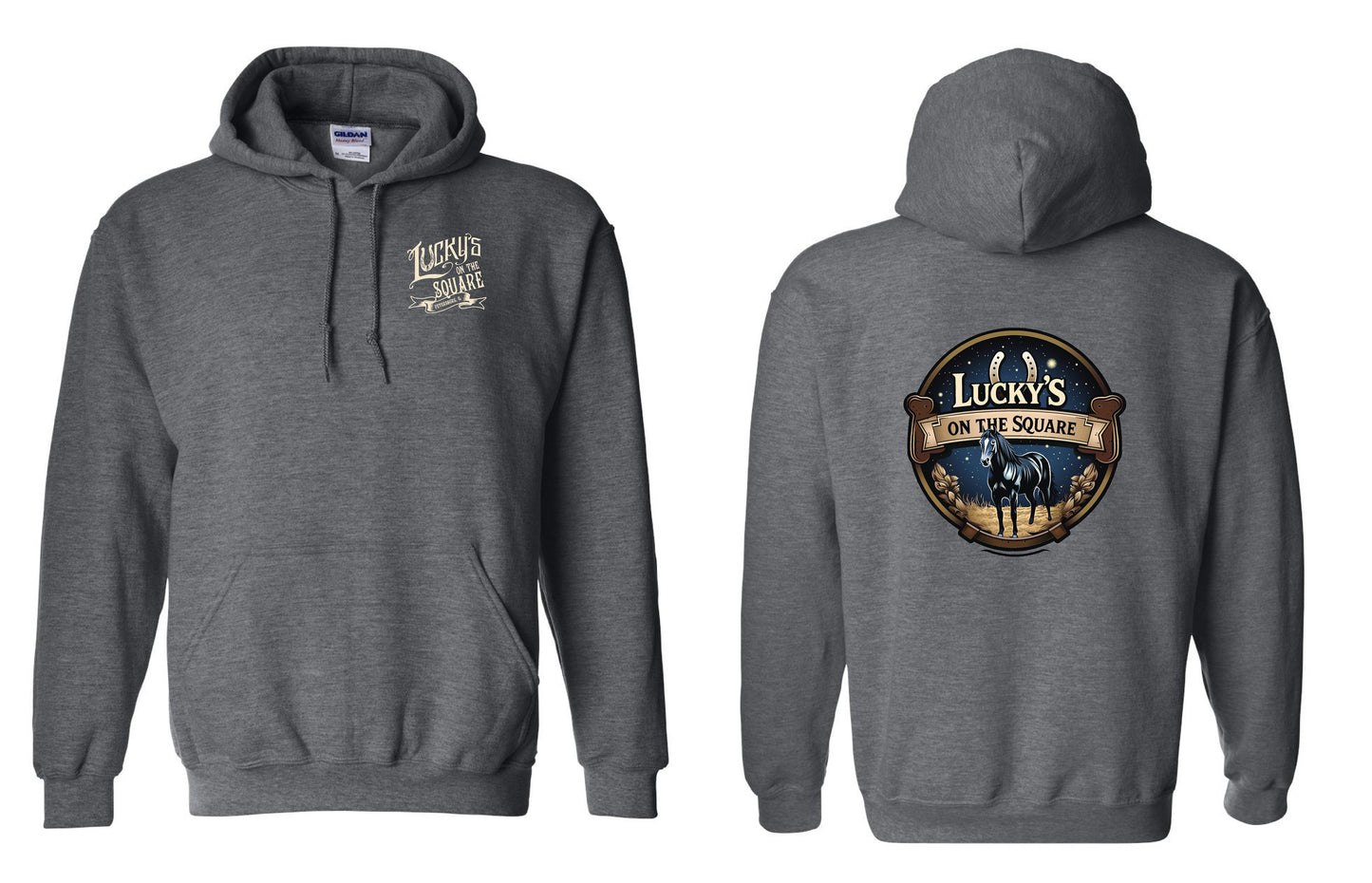 LUCKY'S ON THE SQUARE UNISEX HOODIE (P.18500)