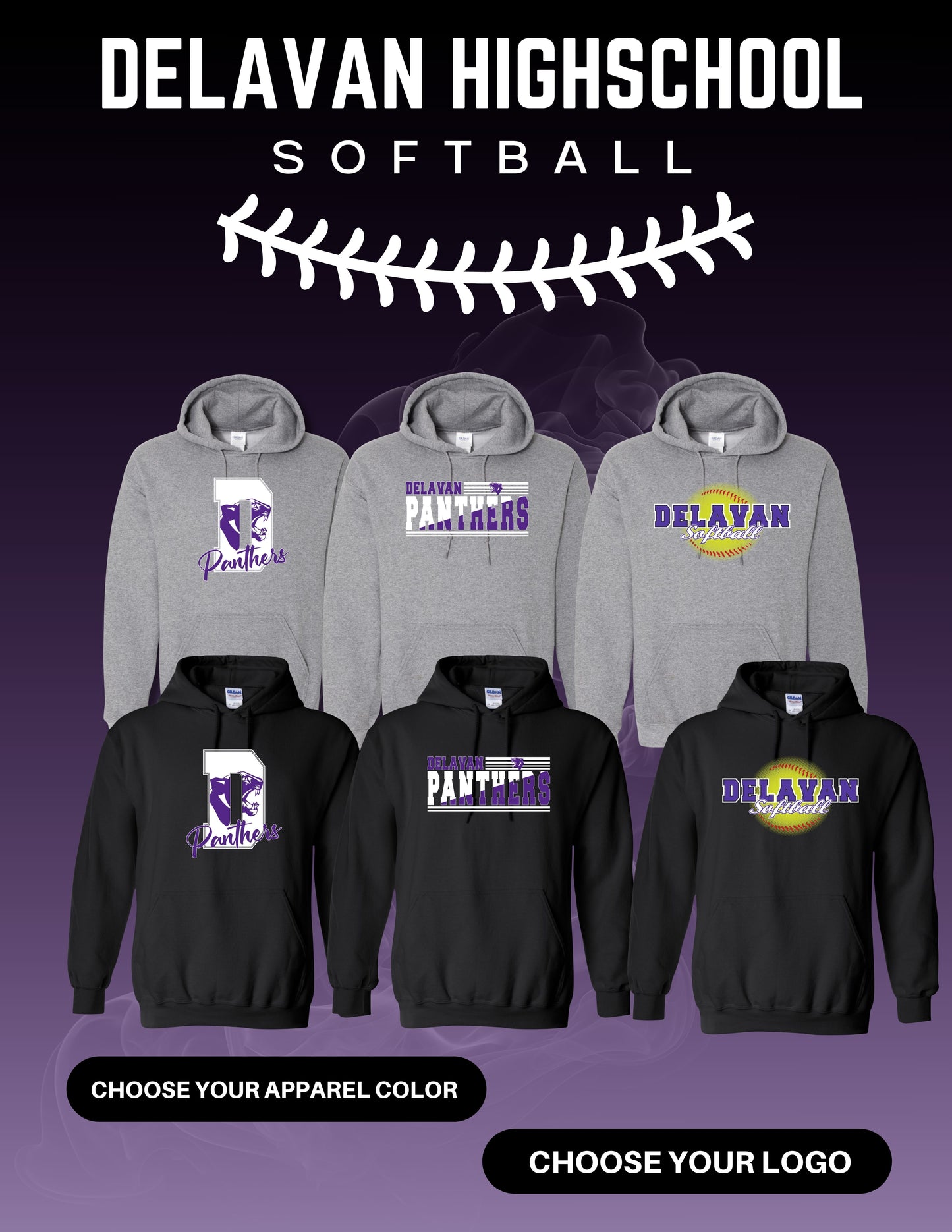 Delavan High School Softball Unisex Hoodie (P.18500/18500B)