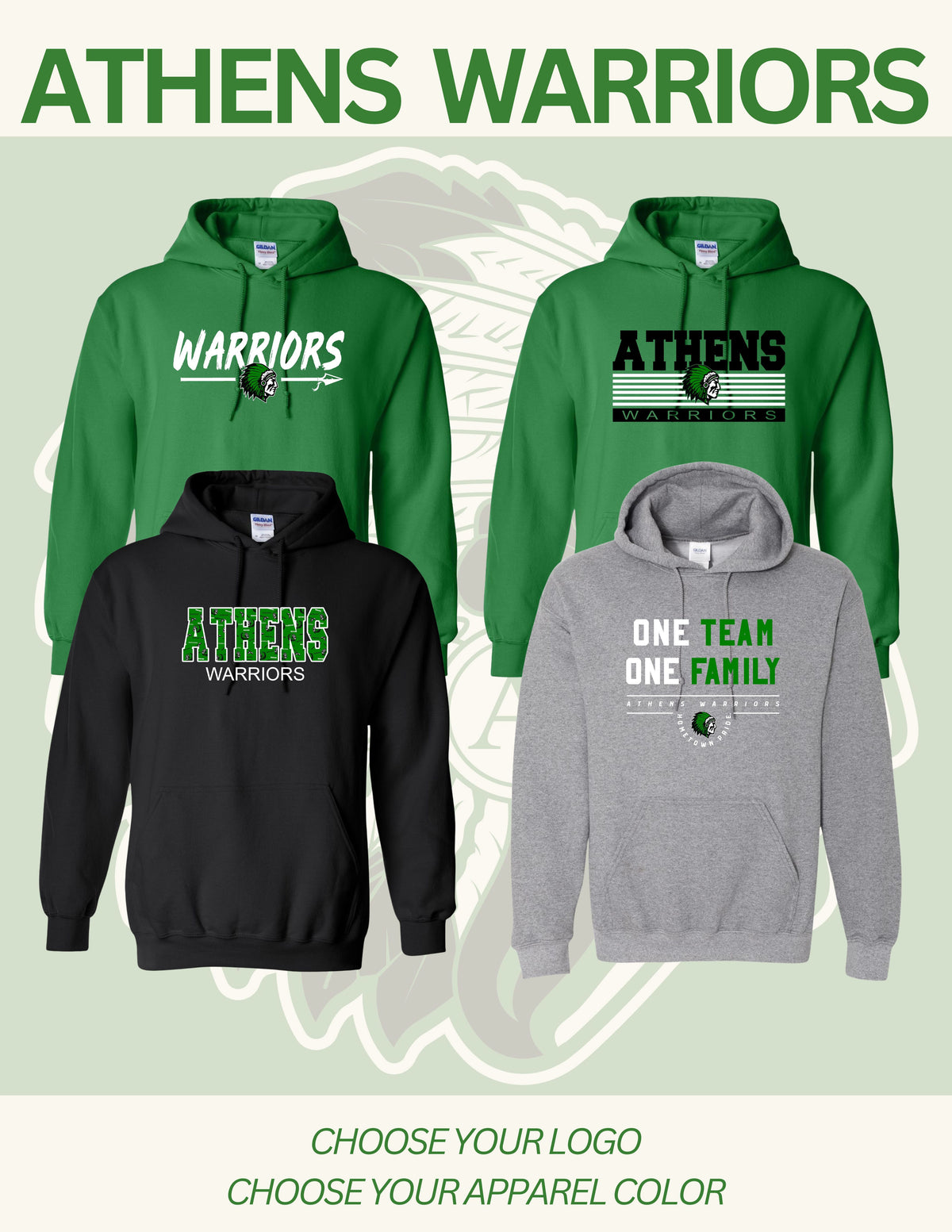 ATHENS BOOSTERS UNISEX HOODED SWEATSHIRT (P.18500)