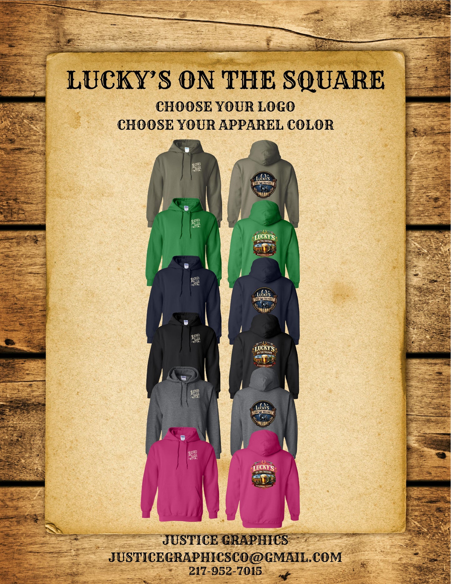 LUCKY'S ON THE SQUARE UNISEX HOODIE (P.18500)