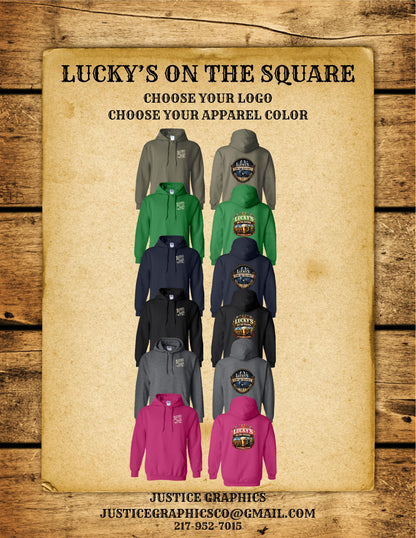 LUCKY'S ON THE SQUARE UNISEX HOODIE (P.18500)