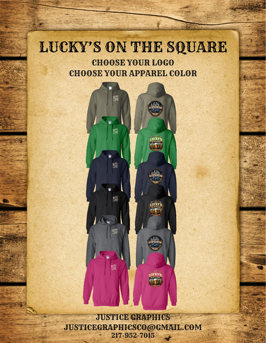 LUCKY'S ON THE SQUARE UNISEX HOODIE (P.18500)