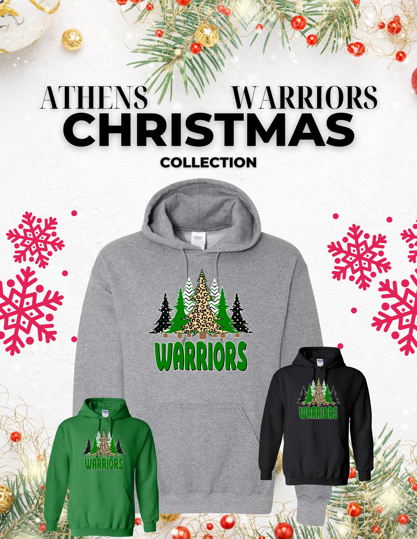 Athens Warriors Christmas Unisex Hoodie (P.18500/18500B)