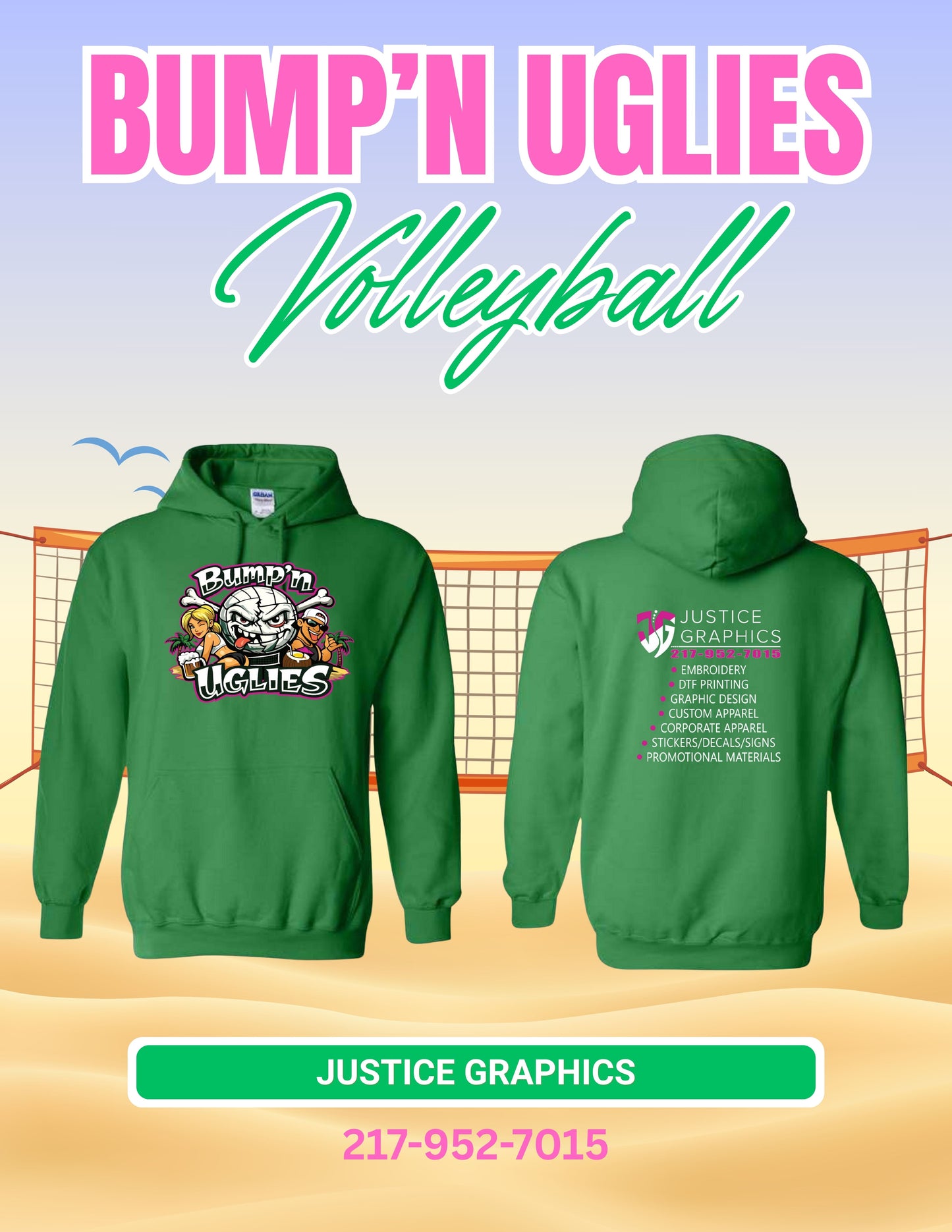 Bump'n Uglies Volleyball Unisex Hoodie (P.18500/18500B)