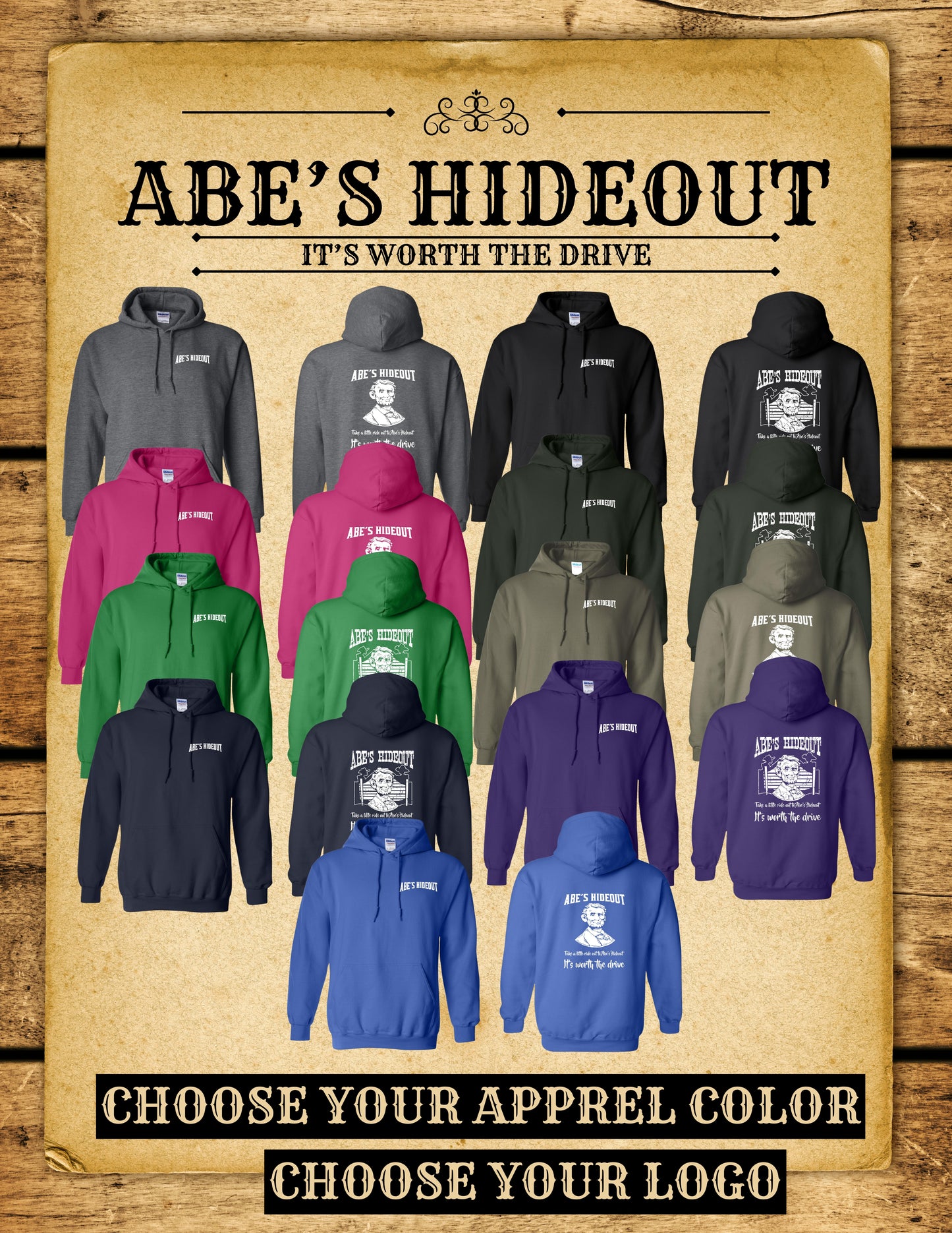 ABE'S HIDEOUT HOODIE (P.18500)