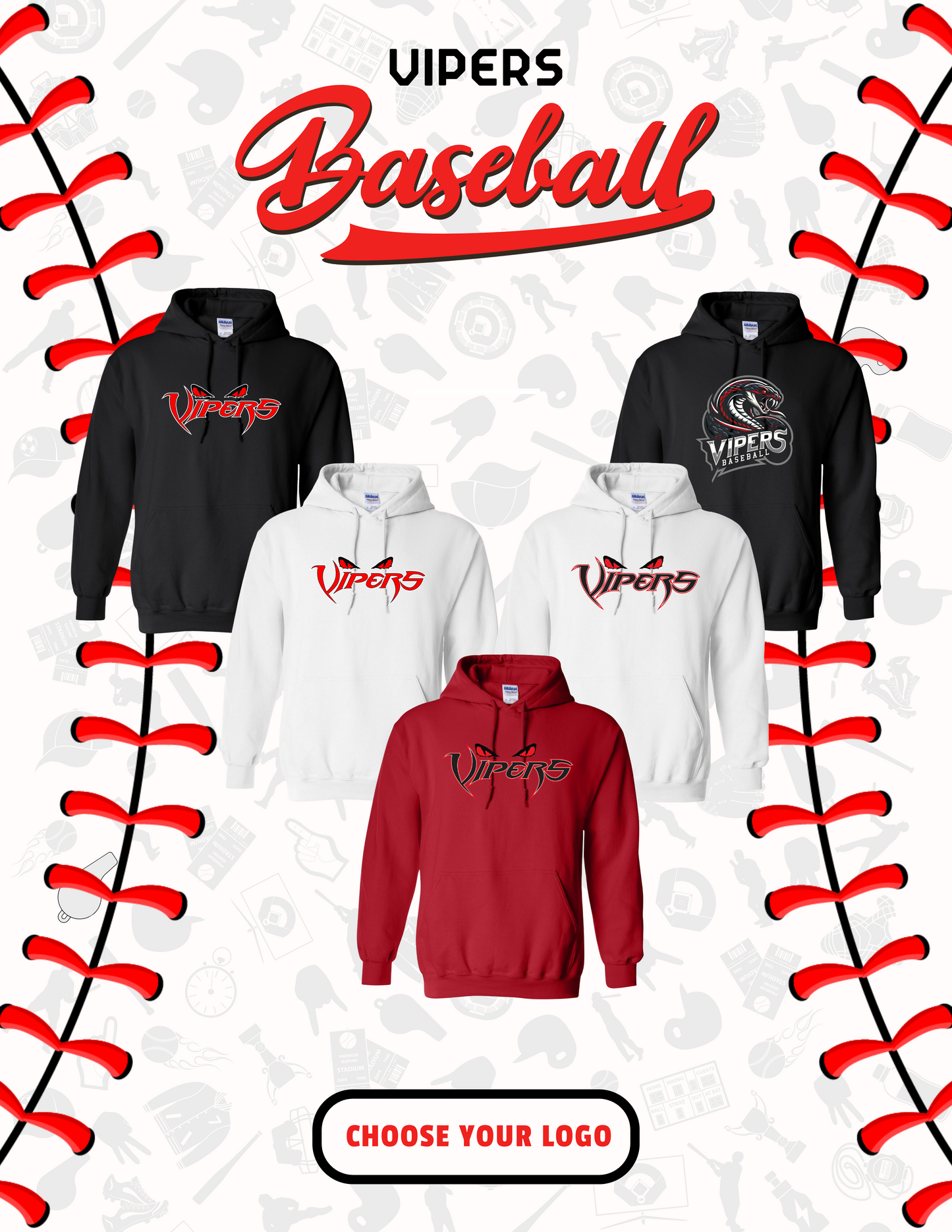 Vipers Baseball Unisex Hoodie (18500,18500B)