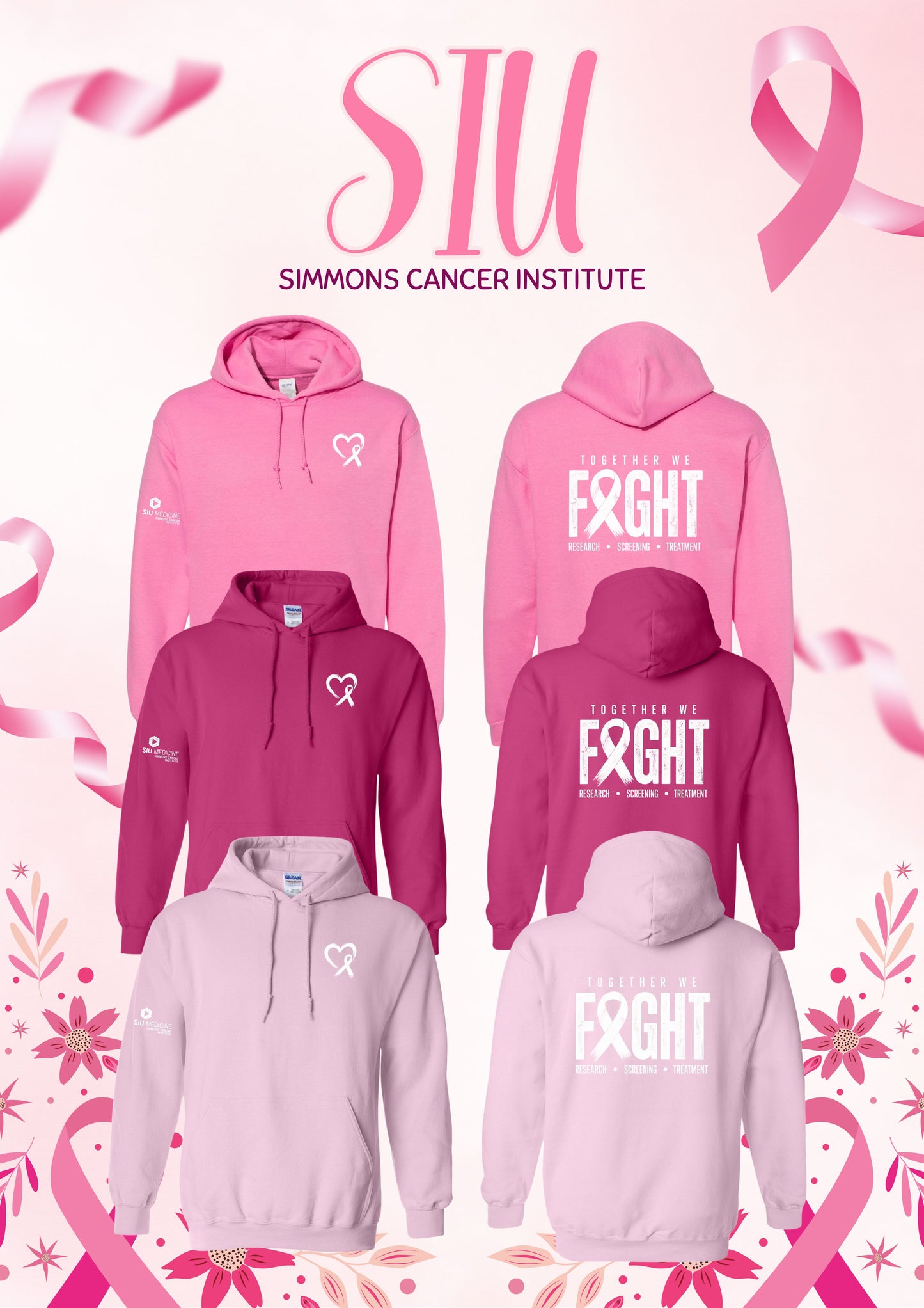 SIU Medicine Simmons Cancer Institute Breast Cancer UNISEX HOODIE (P.18500)