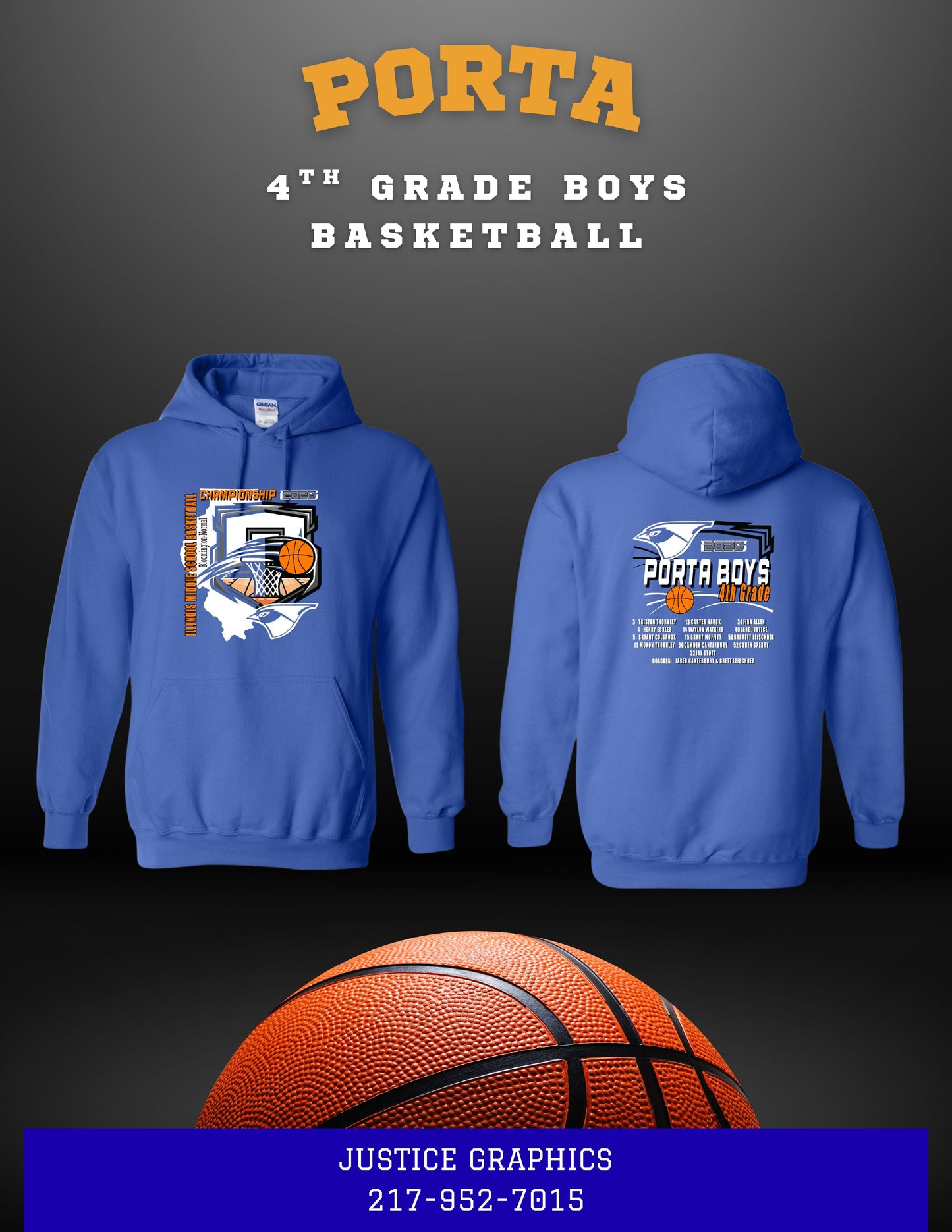 PORTA 4th Grade Boys Basketball Unisex Hoodie (P.18500/18500B)