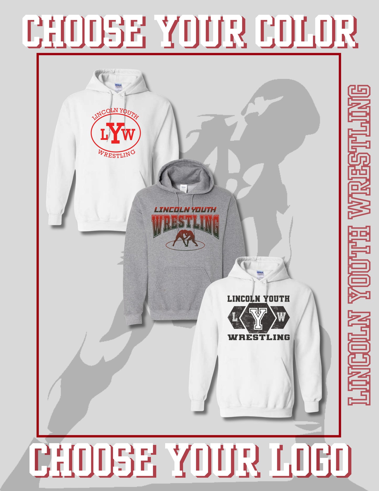 Lincoln Youth Wrestling Unisex Hoodie (P.18500/18500B)