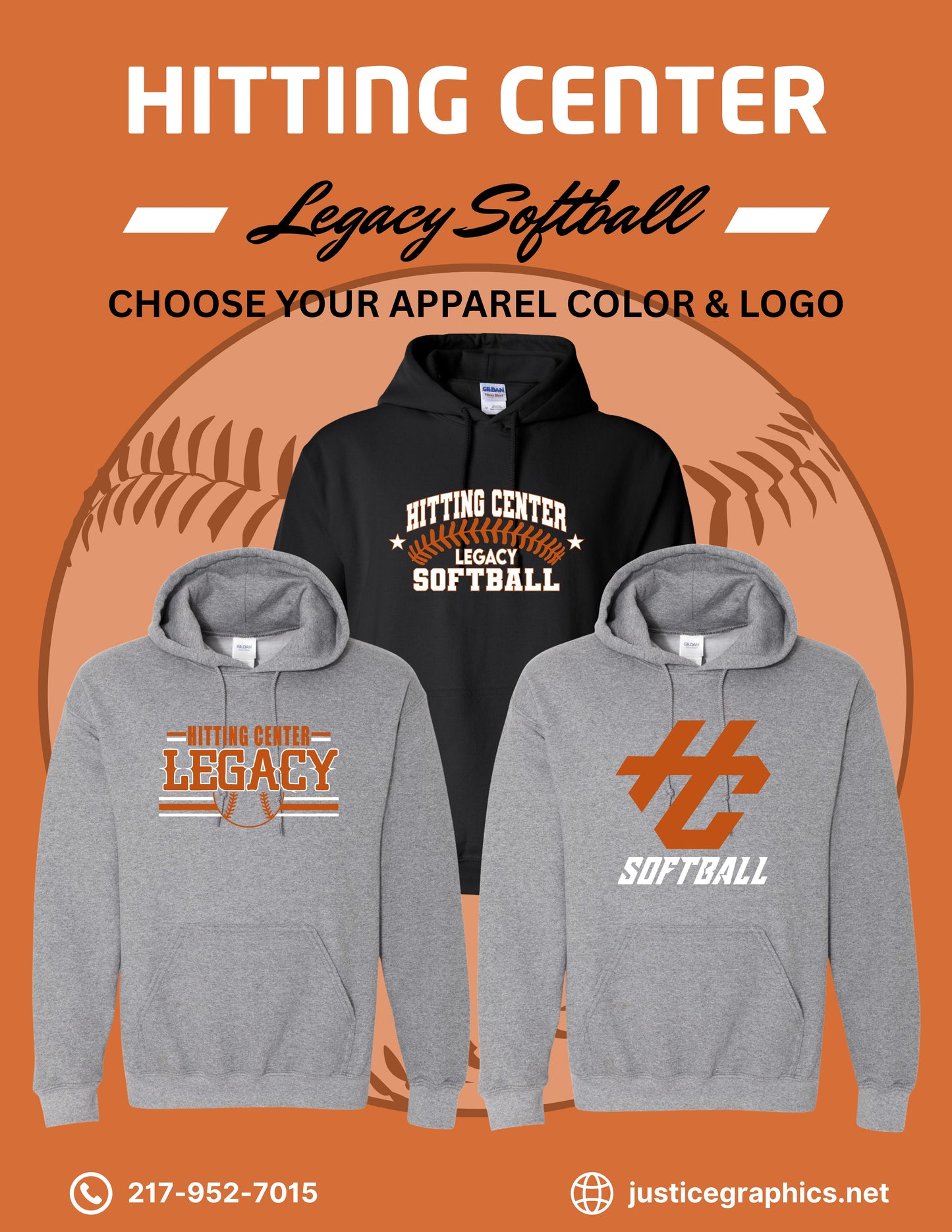 Hitting Center Legacy Softball Unisex Hoodie (P.18500)