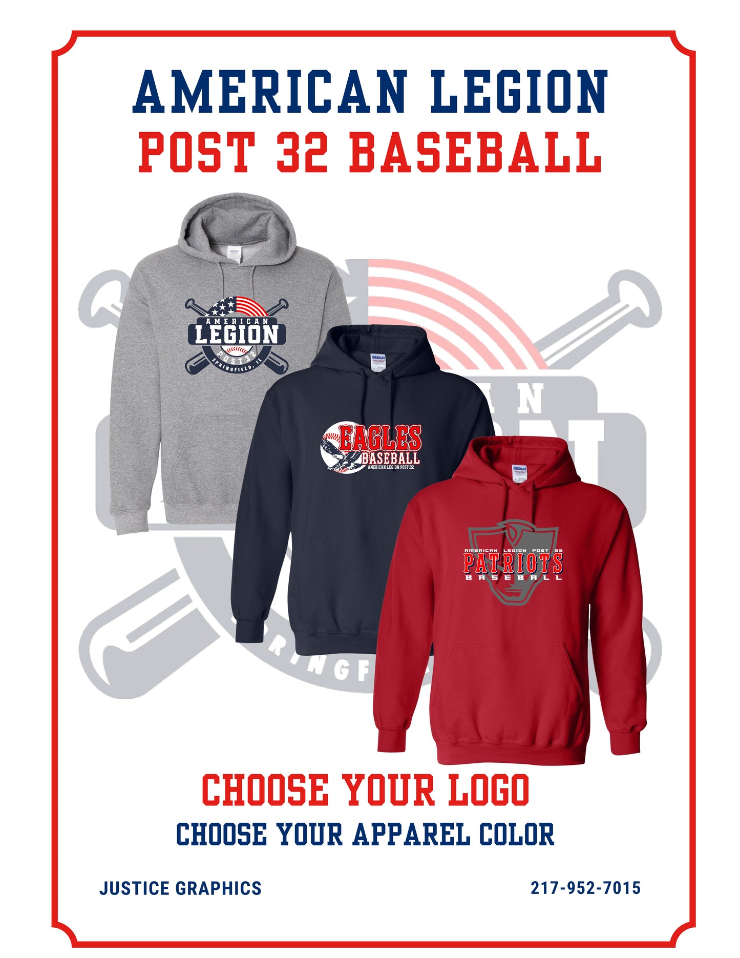 American Legion Post 32 Baseball Unisex Hoodie (P.18500/18500B)