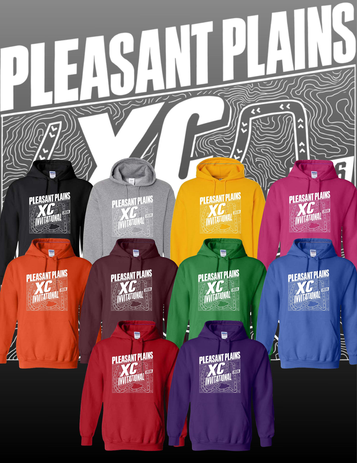 Pleasant Plains XC Invitational Guildan Unisex Hoodie (P.18500/18500B)