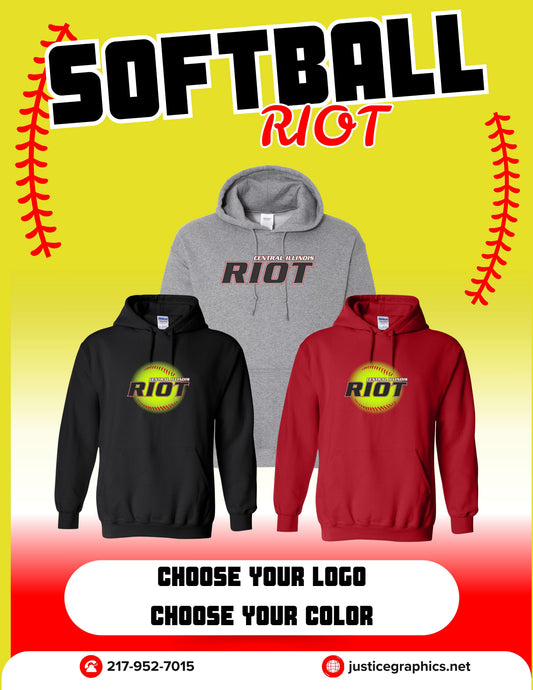 RIOT SOFTBALL UNISEX HOODIE (P.18500)