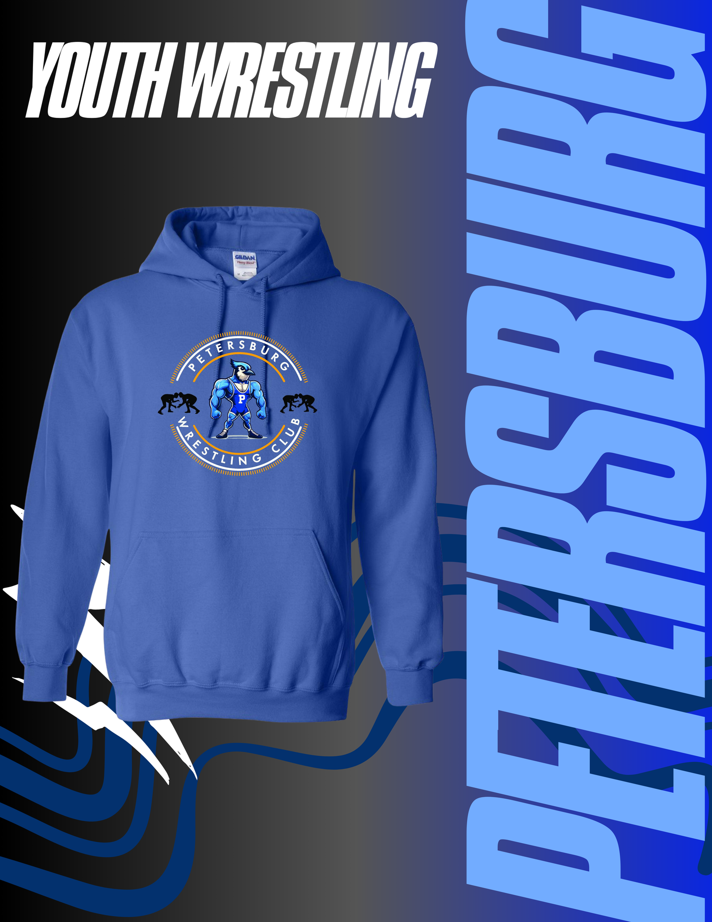 Petersburg Youth Wrestling HOODED SWEATSHIRT (P.18500)