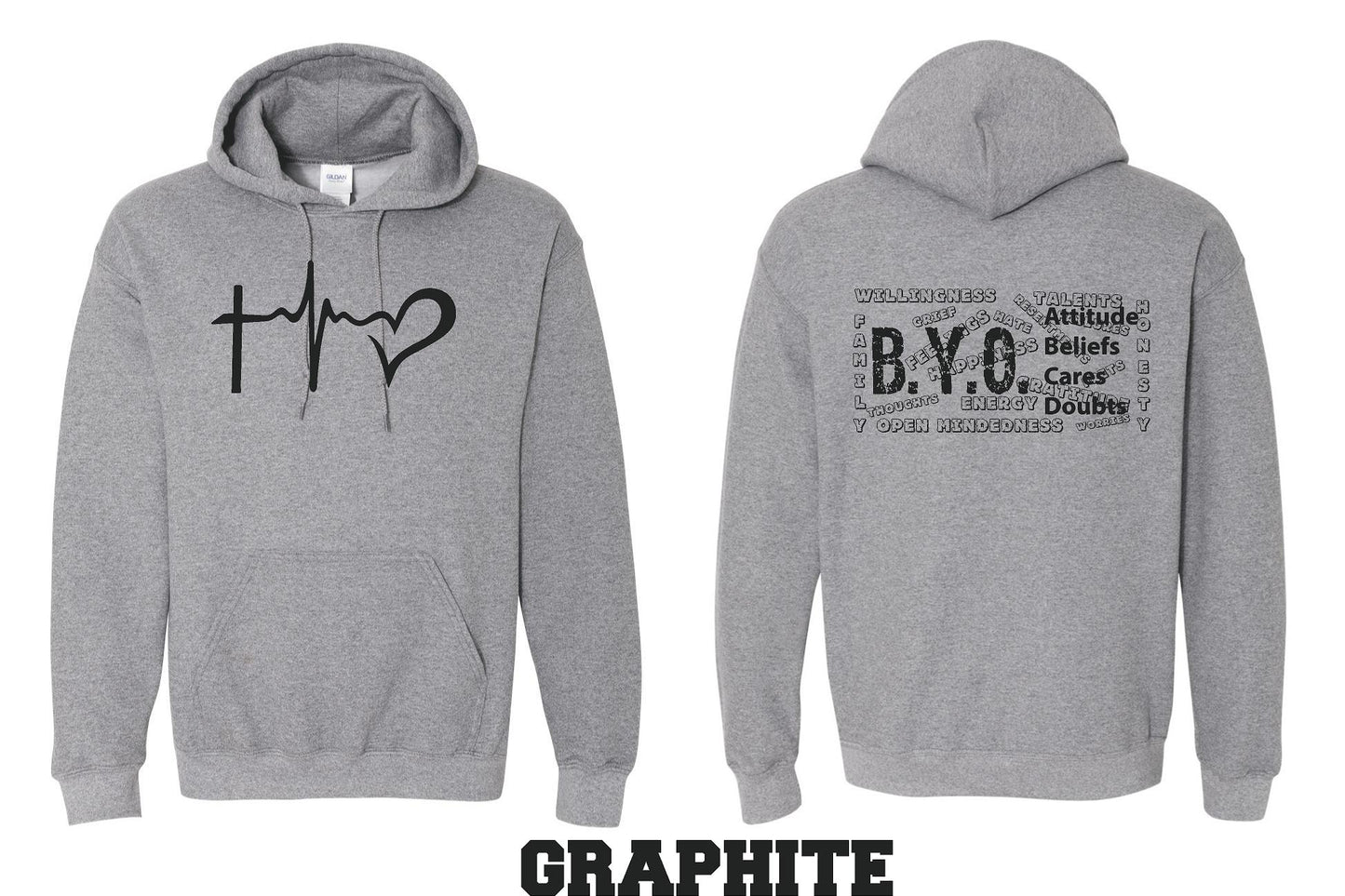 BYO HOODED SWEATSHIRT HEARTBEAT (P.18500)