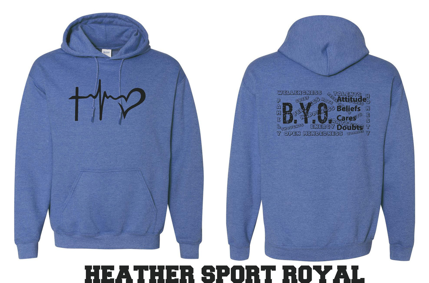 BYO HOODED SWEATSHIRT HEARTBEAT (P.18500)