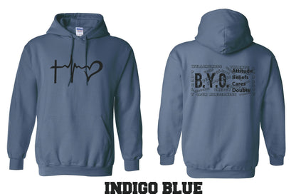 BYO HOODED SWEATSHIRT HEARTBEAT (P.18500)