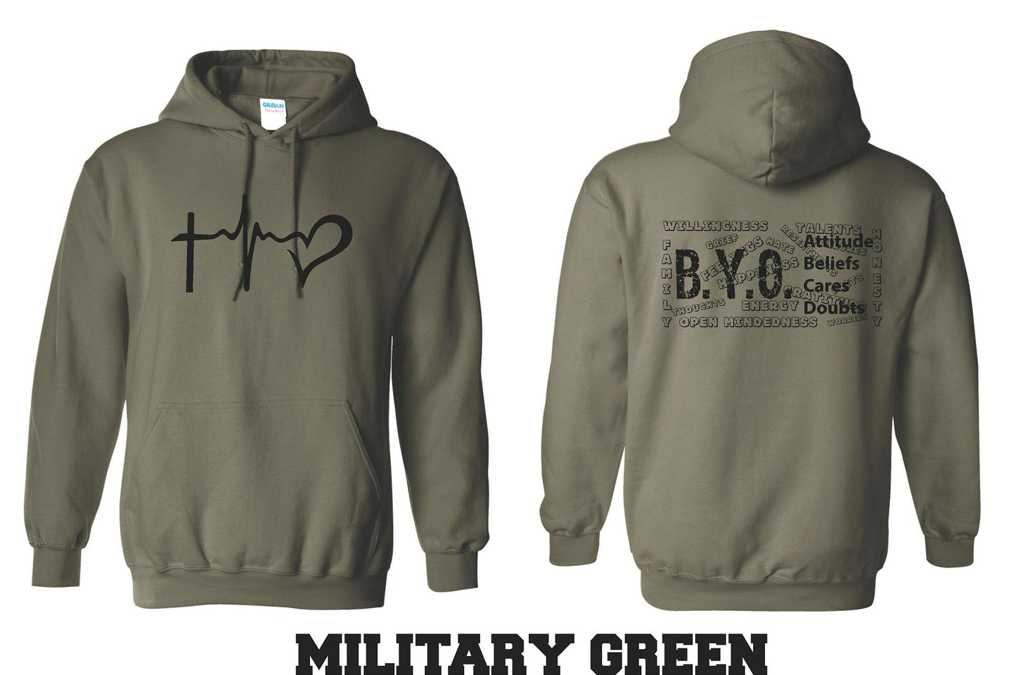 BYO HOODED SWEATSHIRT HEARTBEAT (P.18500)