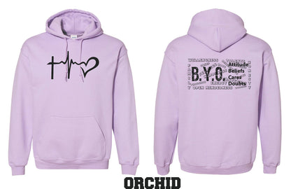 BYO HOODED SWEATSHIRT HEARTBEAT (P.18500)