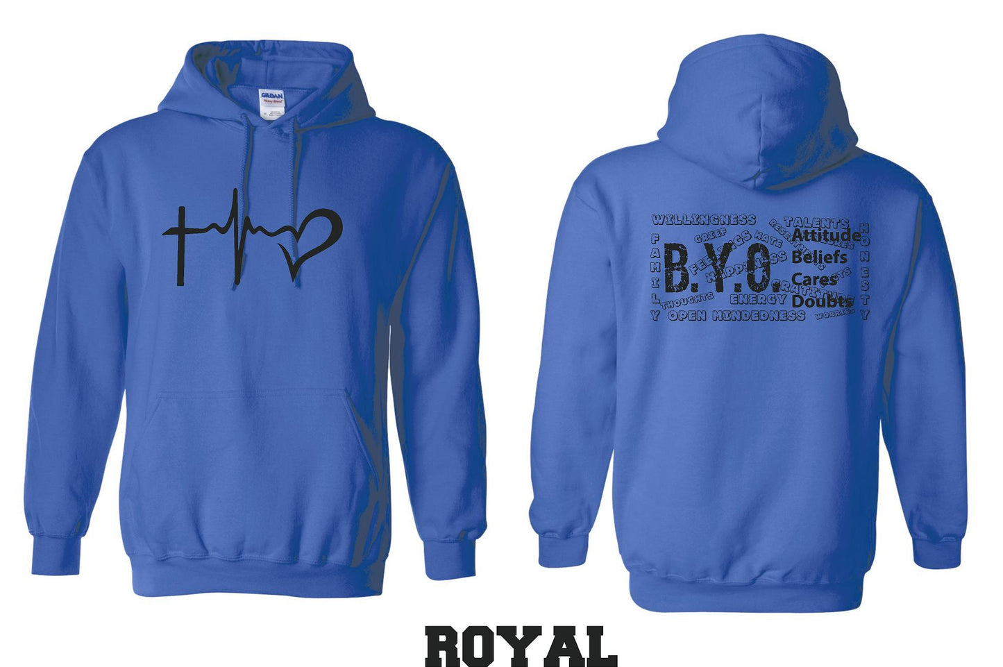 BYO HOODED SWEATSHIRT HEARTBEAT (P.18500)