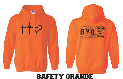 BYO HOODED SWEATSHIRT HEARTBEAT (P.18500)