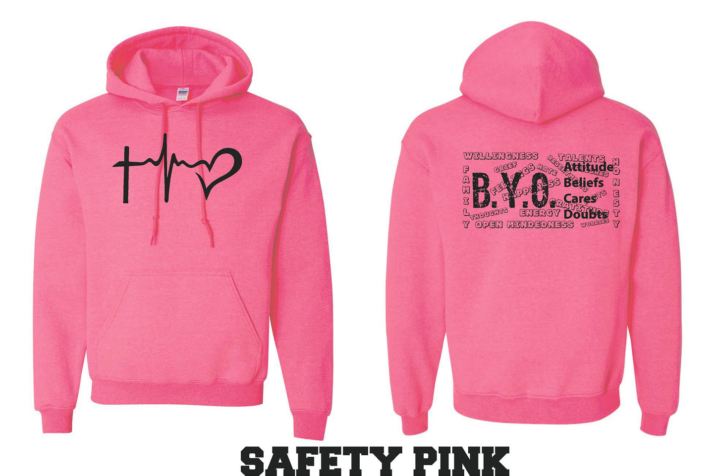 BYO HOODED SWEATSHIRT HEARTBEAT (P.18500)