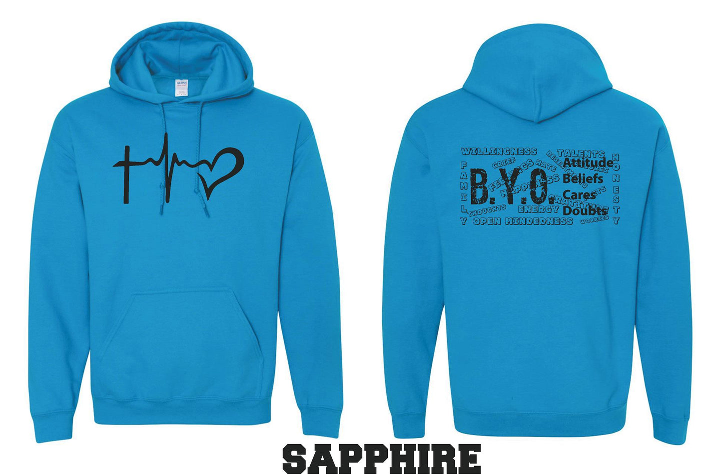 BYO HOODED SWEATSHIRT HEARTBEAT (P.18500)